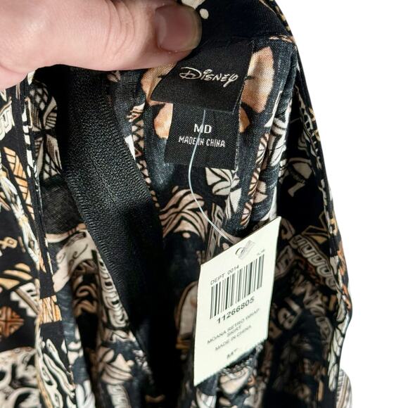 Disney Moana NWT Women's Junior Medium Black Retro Wrap Knee Length Skirt - Picture 4 of 10